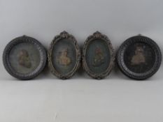 FOUR EARLY 19th CENTURY WAX PROFILE MINIATURES of military men including Napoleon, Admirals Nelson &