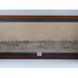 T W RIGBY lithograph - an expansive and busy scene of shipping on the Mersey, bearing original label