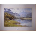 WARREN WILLIAMS ARCA watercolour - River Glaslyn near Beddgelert with sheep grazing on the river