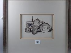 WILLIAM SELWYN watercolour - simple colourwash study of farmer attending his tractor, signed in