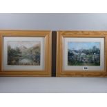 B WILLIAMS watercolours/mixed media, a pair - river scene entitled 'Llyn Gwynant' and rural