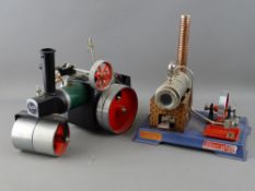 TWO LIVE STEAM MODELS BY WILESCO & MAMOD including an SR1A road roller and a stationary engine