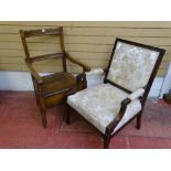 TWO VINTAGE ARMCHAIRS to include a Regency mahogany example, with floral upholstery and a vintage