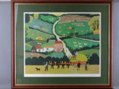 NORAH GOLDEN coloured limited edition (285/500) print - depicting a busy farming scene, signed in