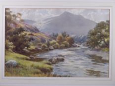 NESTA WARREN (believed daughter of Warren Williams) watercolour - Snowdonia river scene, signed
