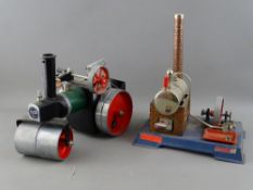 TWO WILESCO & MAMOD LIVE STEAM MODELS to include a stationary engine and a traction engine road