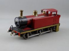 A VINTAGE, POSSIBLY SCRATCH BUILT, LIVE STEAM TANK LOCOMOTIVE, 21 cms long