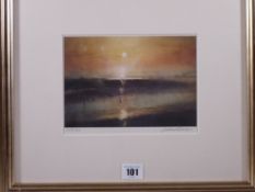 WILLIAM SELWYN limited edition (107/300) print - sunset view from the shoreline, signed in pencil,