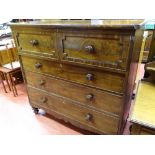 A VICTORIAN MAHOGANY CHEST OF DRAWERS with lidded top section and dummy deep top drawer, three