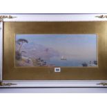 CHARLES ROWBOTHAM watercolour - Neapolitan waterfront scene with numerous boats, figures by a