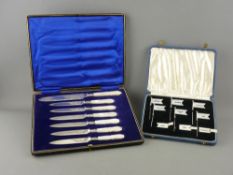 A SET OF PASTRY KNIVES and six sandwich markers, the knives with mother of pearl handles and