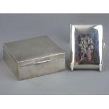 A SILVER SQUARE CIGARETTE BOX and a cheroot case, Birmingham 1932 and 1915 respectively, 8.5 x 8.5