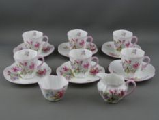 A FOURTEEN PIECE SHELLEY CHINA COFFEE SET of six cups, six saucers, milk jug and sugar basin,