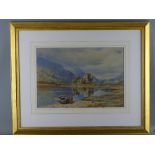 J J B (possibly JOHN JAMES BANNATYNE) watercolour - Scottish landscape scene showing Kilchurn Castle