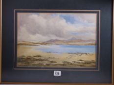 MAUD DART watercolour - peaceful Irish lough scene, signed, 24 x 35.5 cms