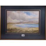 MAUD DART watercolour - peaceful Irish lough scene, signed, 24 x 35.5 cms