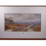 JOHN H TYSON watercolour - peaceful heathland scene with distant hills, signed, 17 x 35.5 cms