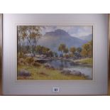 WARREN WILLIAMS ARCA watercolour - peaceful Snowdonia river scene, probably the Glaslyn, signed,