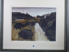 WILF ROBERTS coloured limited edition (6/10) artist's proof print - Anglesey landscape entitled '