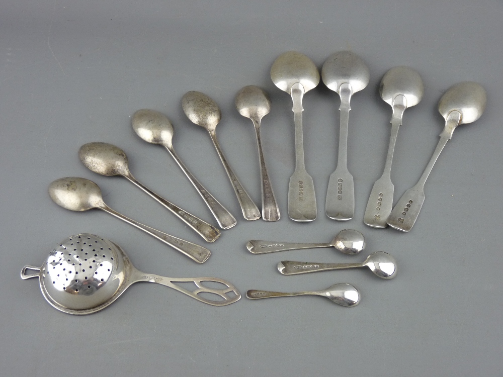 A QUANTITY OF SMALL TABLE SILVER to include five matching teaspoons, two pairs of larger - Image 2 of 2