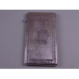 AN ENGINE TURNED SILVER CARD/NEEDLE CASE with hinged lid, 1.4 troy ozs, Birmingham 1875 by George