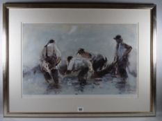 WILLIAM SELWYN limited edition (127/500) print - shrimpers, signed and numbered in pencil, 38.5 x