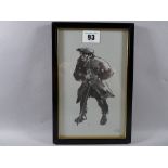 SIR KYFFIN WILLIAMS coloured print - old man with stick, printed initials, 20 x 13 cms