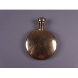 A GILT SILVER POCKET MOON FLASK, 0.9 troy ozs, London 1922 by George Hewy James, (impact dent to one