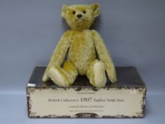 A STEIFF BRITISH COLLECTOR'S TEDDY BEAR, 1907 replica, blonde mohair, circa 1995, limited edition,