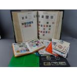 Vintage postage stamp album and contents and one other, a small quantity of first day covers and
