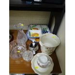 Heavy glass bowl and miscellaneous items of glass and china ware