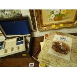 Parcel of ephemera commemorating the London to Brighton vintage car run, wooden box with miniature