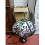 Fine Tiffany style table lamp and a box of other lighting