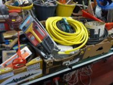 Three boxes of various garage items including a 180mm sander/polisher, sockets, bridges, vintage