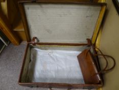 Vintage leather suitcase and handbag