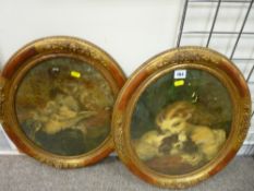 Pair of gilt framed antique style oval portraits
