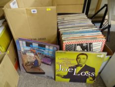 Two boxes of vintage LP records for British bands, dance and orchestral, organ and Wurlitzer etc