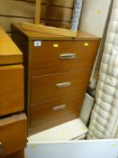Parcel of furniture including light wood veneer three drawer bedside chest, three drawer dark wood