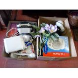 Two boxes of household electrical items E/T