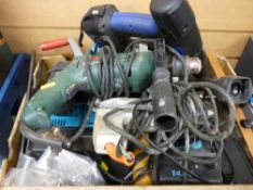 Box of mainly corded and cordless power drills, various makes E/T