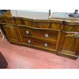 Victorian mahogany sideboard with serpentine front having two base drawers with glass knobs and