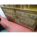 Circa 1830 mahogany Lancashire mule chest of two blind over four opening drawers with reeded side
