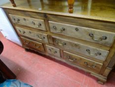 Circa 1830 mahogany Lancashire mule chest of two blind over four opening drawers with reeded side