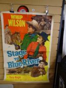 Vintage Whip Wilson film poster for Stage to Blue River (creases and tears apparent)