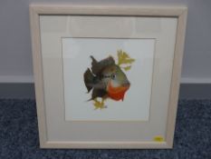 MARTIN WYN JONES print - colourful fish swimming amongst seaweed, 23 x 24 cms