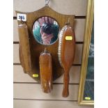 Wall mounted mirror and clothes brush set