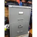 Compact metal grey two door filing cabinet