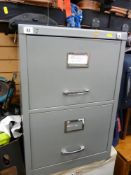 Compact metal grey two door filing cabinet