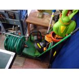 Parcel of garden equipment including Florabest FHS600 hedge trimmer, Qualcast Concorde lawn rake,