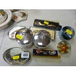 Quantity of paperweights, souvenir spoons etc